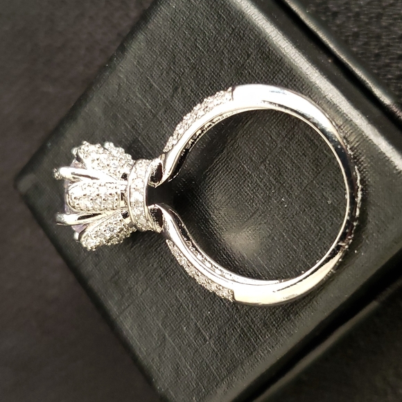 FINAL SALE Amazing .925 Sterling Silver White Sapphire Engagement Ring - Picture 6 of 7